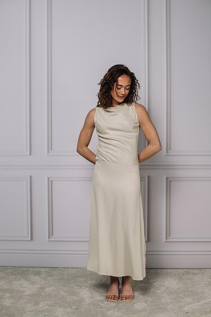 Dagmar Bias Cut Dress Pearly Grey kjole 2