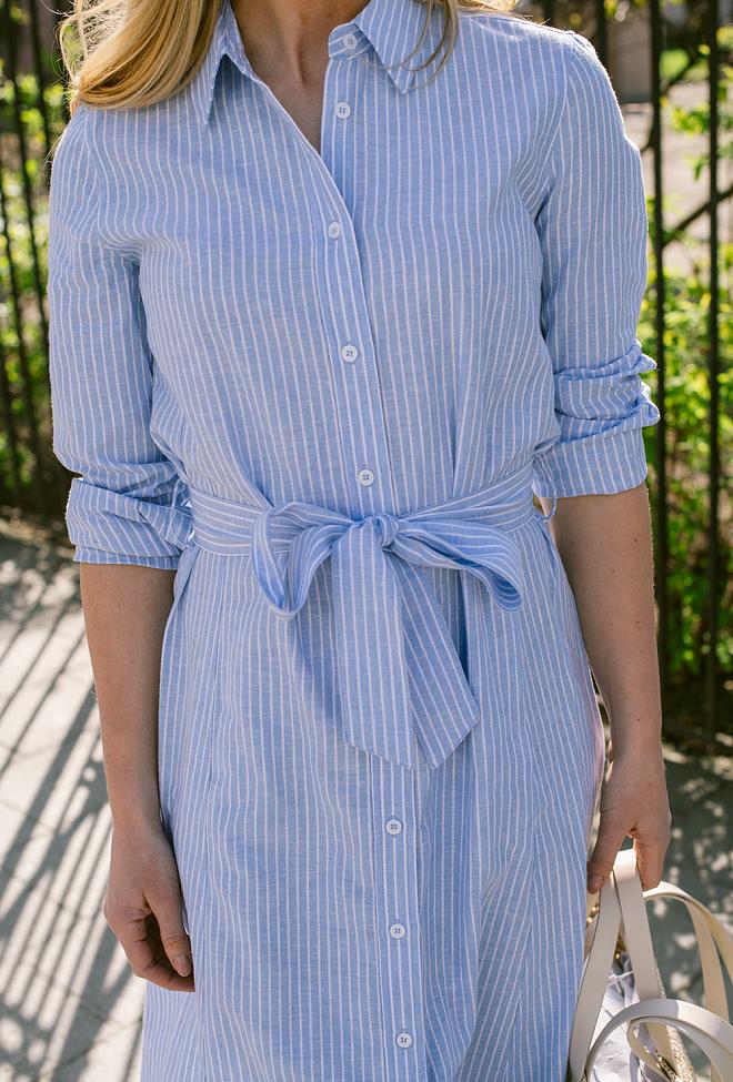 Esme Shirt Dress Linen Stripes Blue 2