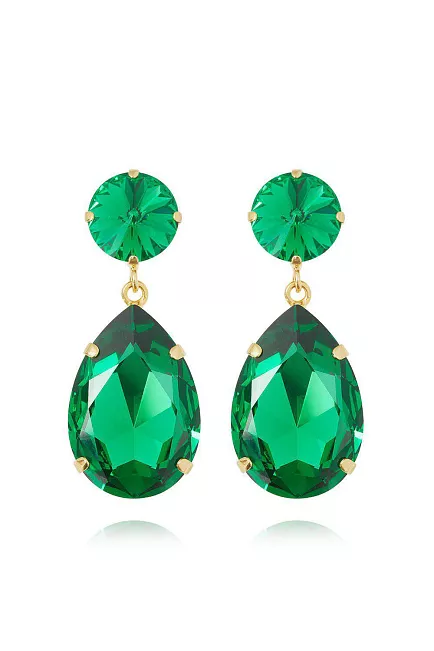 Caroline Svedbom Perfect Drop Earrings Gold Majestic Green øredobber