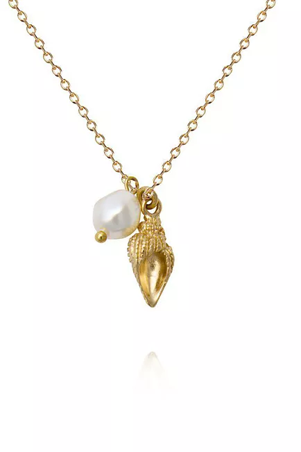 Caroline Svedbom Shell Pearl Necklace Gold smykke 2