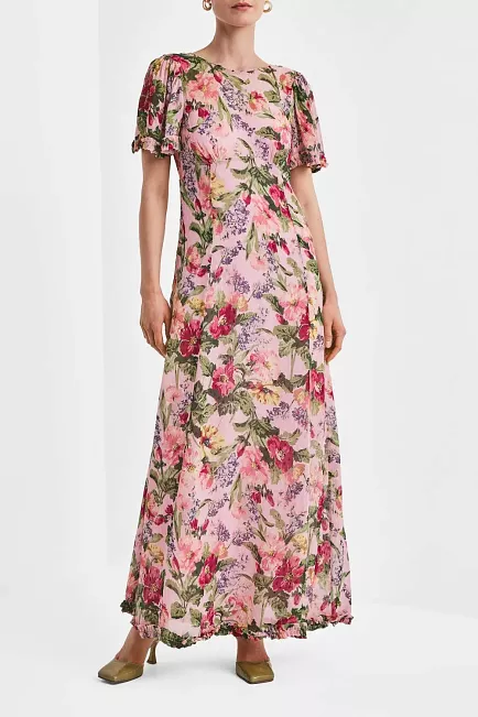 byTimo Dotted Georgette Maxi Dress Pink Blossom maxikjole