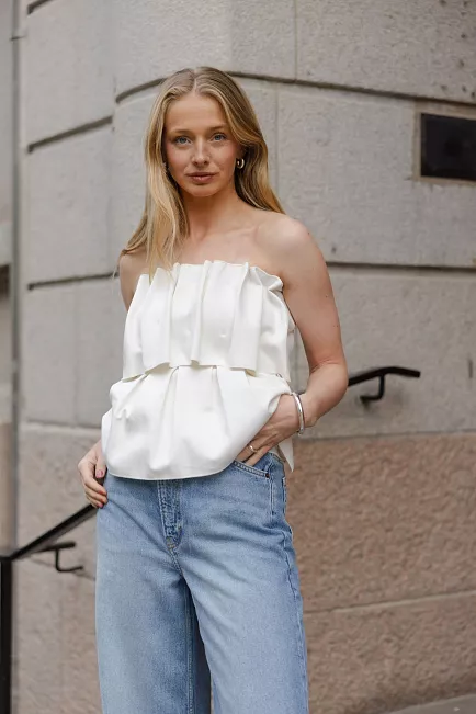 Dagmar Sculpted Tube Top White topp 6