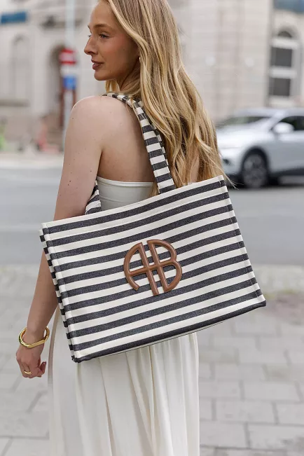 Anine Bing Lara Tote Black And Stripe veske 4