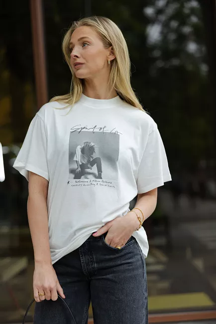 Anine Bing Ashton Tee Spirit Ivory t-skjorte 