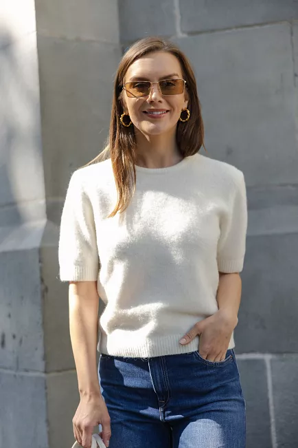 Carma collection Trine Knit Tee Creme strikket topp 11