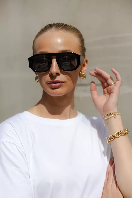 Anine bing Preston Sunglasses Black With Green solbriller