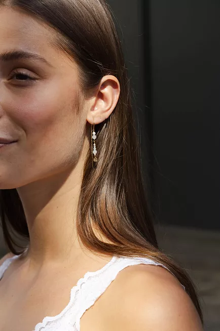 Enamel Copenhagen Sofia Earrings White And Pearls øredobber