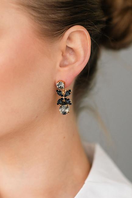 Caroline Svedbom Mini Dione Earrings Gold Black Diamond/Graphite øredobber