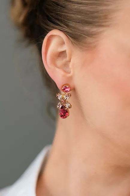 Caroline Svedbom Mini Dione Earrings Gold Mulberry Red/Vintage Rose øredobber