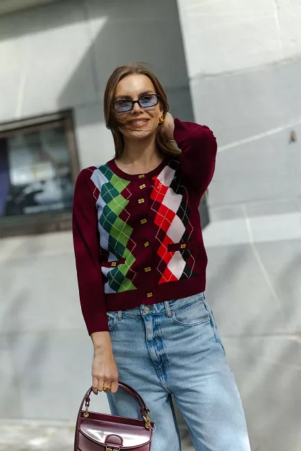 GANNI Cashmere Wool Mix Cardigan Tawny Port cardigan
