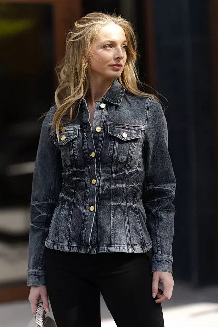 GANNI Stretch Future Denim Fitted Blazer Black Washed denimjakke 