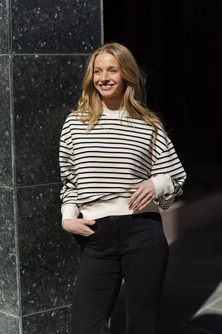 Anine Bing Dean Sweatshirt Black Stripe French Terry Genser