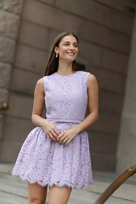 self-portrait Lace Sleeveless Mini Dress Lilac 1