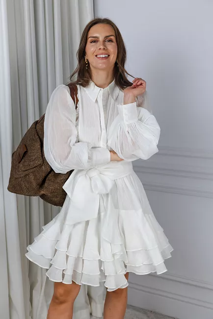 confettibird Ranch Frill Dress Offwhite kjole