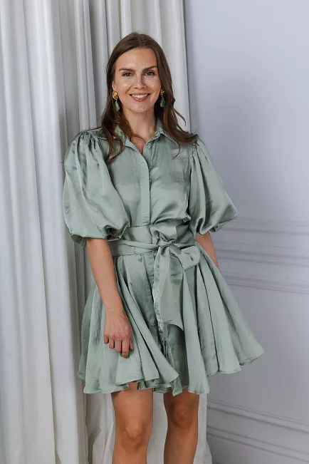 Confettibird Bon Weekend Dress Soft Pistachio minikjole