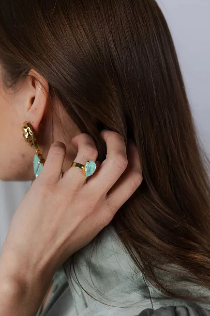 Caroline Svedbom Mini Drop Ring Gold Soft Mint ring