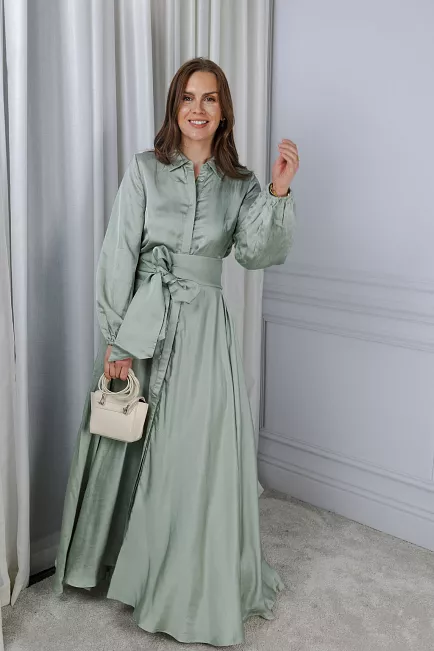 Confettibird Long Bon Weekend Dress Soft Pistachio kjole
