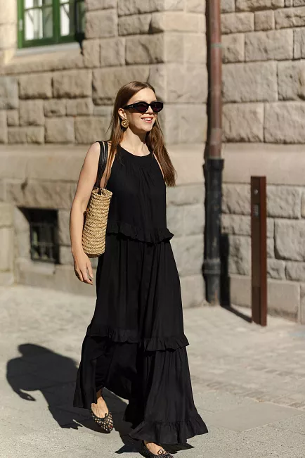 Nectar Bianca Long Dress Black kjole