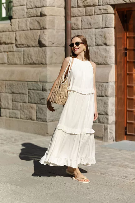 nectar Bianca Long Dress Creme