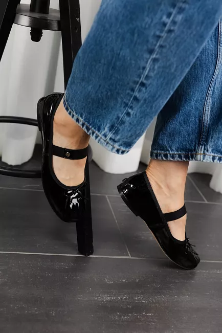 Anine Bing Jolie Flats Black Patent ballerinasko 5
