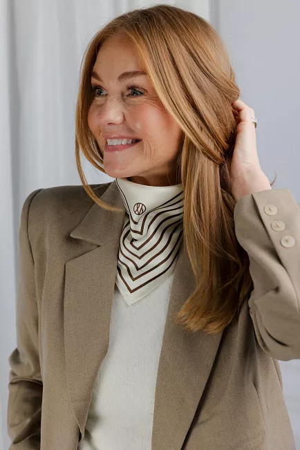 Lescarf Striped Scarf Mocha Mouse silkeskjerf
