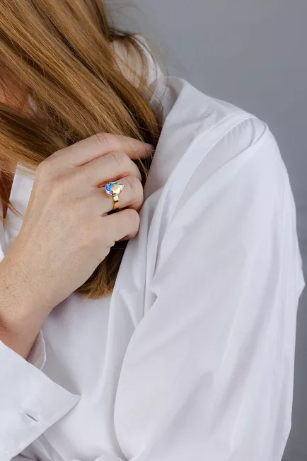 Caroline Svedbom Mini Drop Ring Gold Aurore Boreale  2