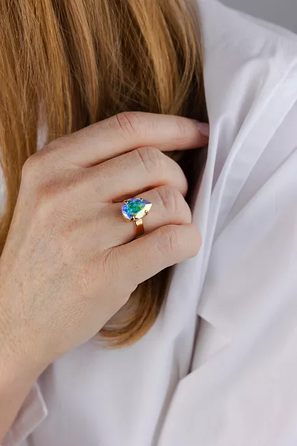 Caroline Svedbom Mini Drop Ring Gold Aurore Boreale 