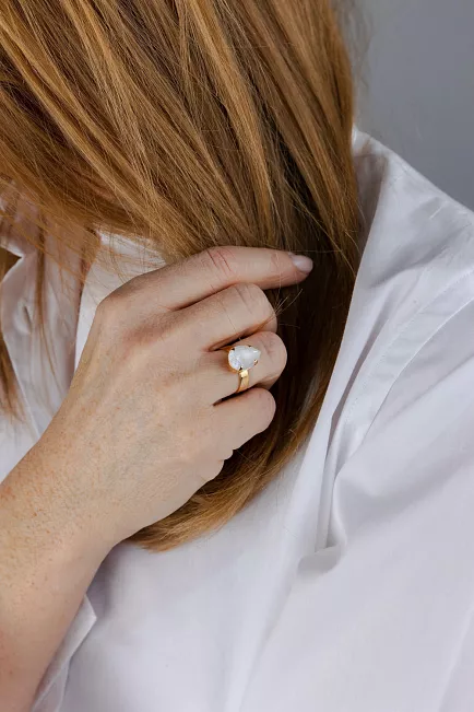 Caroline Svedbom Mini Drop Ring Gold Electric White  2