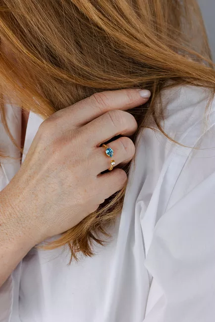 Caroline Svedbom Nani Ring Gold Aquamarine 