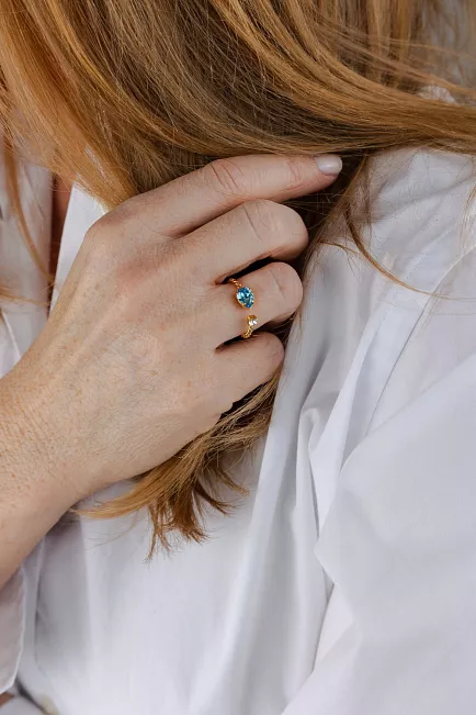 Caroline Svedbom Nani Ring Gold Aquamarine  2