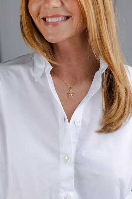 Caroline Svedbom Starfish Necklace Gold Crystal smykke 2