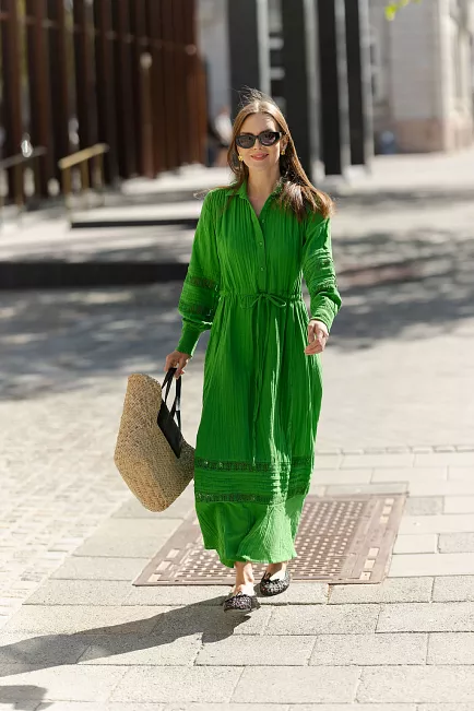 Nectar Lotus Dress Goddess Green maxikjole
