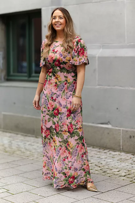 byTIMo Dotted Georgette Maxi Dress Pink Blossom kjole 7