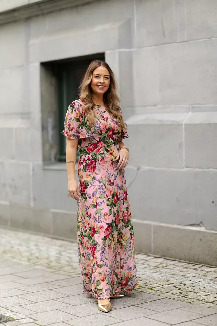 byTIMo Dotted Georgette Maxi Dress Pink Blossom kjole 8