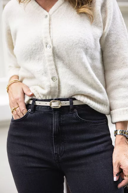 Anine Bing Mini Signature Link Belt Ivory belte