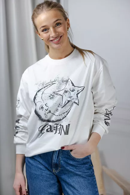 GANNI Future Heavy Jersey Moon Long Sleeve T-shirt genser 2