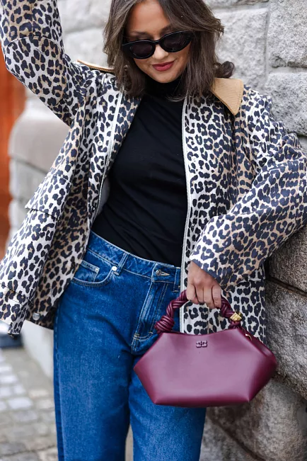Ganni Printed Canvas Midi Jacket Almond Milk jakke 2