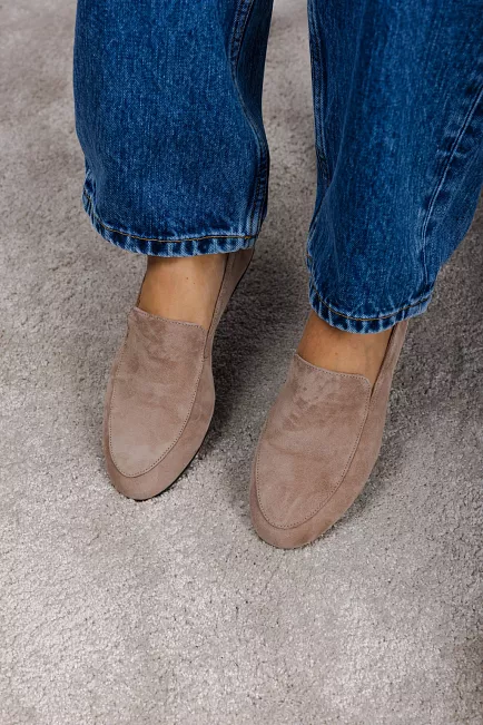 Jim Rickey Royale Suede Flats Taupe loafers