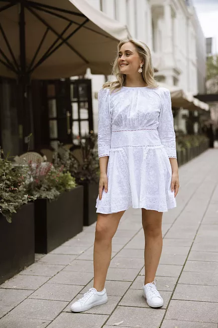 byTimo Broderie Anglaise Mini Dress White minikjole 
