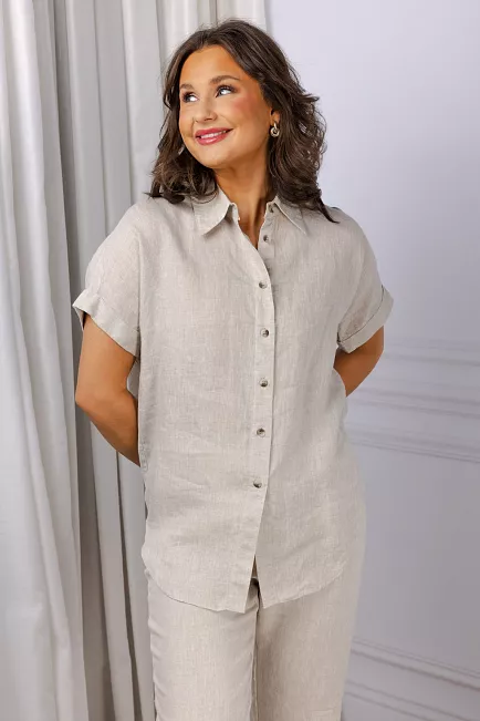 Sand Peppa BSS Shirt Beige linskjorte