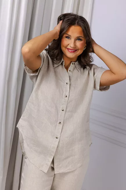 Sand Peppa BSS Shirt Beige linskjorte 2