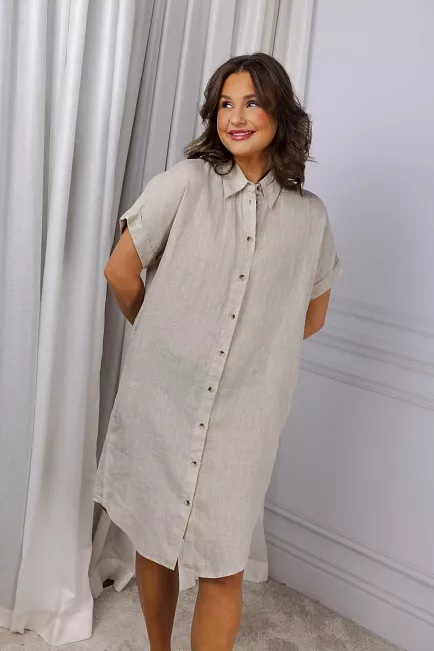 Sand Peppa SS Shirtdress Beige linkjole 2