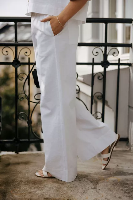 Christian aks Luna Linen Trouser White linbukse 2