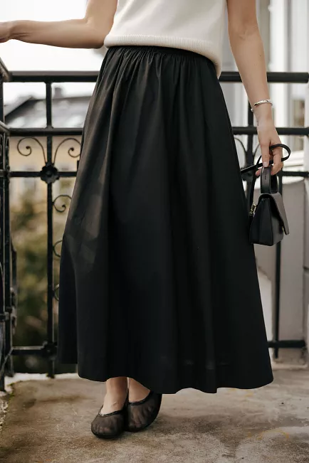 Christian Aks Amira Poplin Skirt Black maxiskjørt