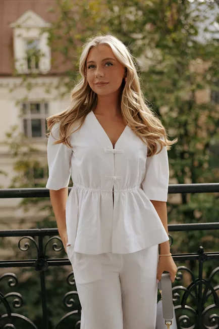 Christian Aks Monic Linen Top White lintopp