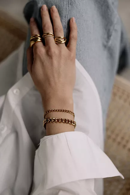HiiL Studio Jewelry Double Chain Bracelet Gold armbånd 4