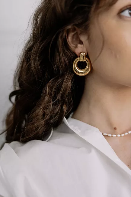 HiiL Studio Jewelry Big Ring Earrings Gold øredobber 2