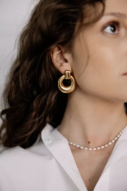 HiiL Studio Jewelry Big Ring Earrings Gold øredobber