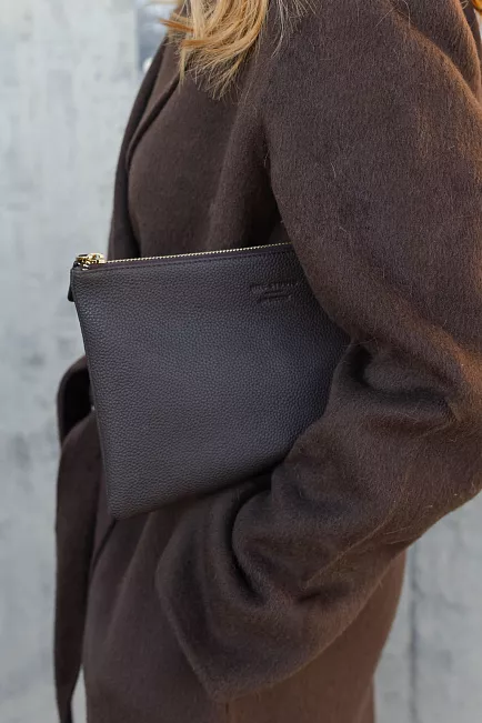 HiiL Studio x Jim Rickey HiiL Pouch Grained Brown clutch