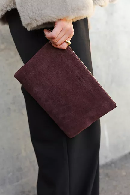 HiiL Studio x Jim Rickey HiiL Pouch Suede Burgundy clutch